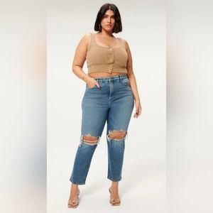 GOOD AMERICAN good vintage medium wash straight jean 16